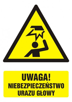 Znak Uwaga! Niebezpieczeństwo urazu głowy na Folii Samoprzylepnej (GF019)