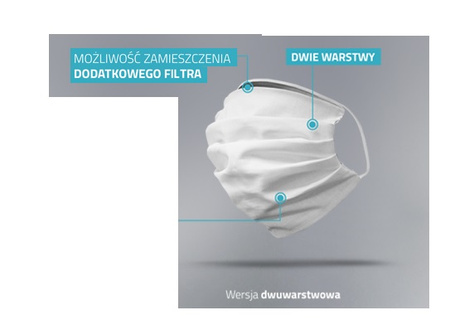 Maseczka higieniczna wielokrotnego użytku / 2 warstwowa / dostępne / 1 szt