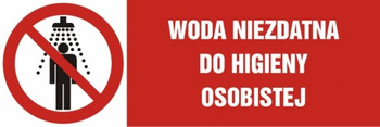 Znak Woda niezdatna do higieny osobistej na Folii Samoprzylepnej (NA042)