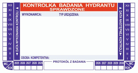 Kontrolka badania hydrantu wzór 1