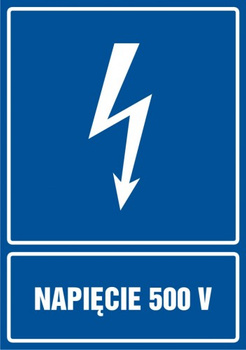 Znak Napięcie 500V na płycie PCV (HG023)