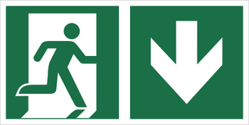 Znak kierunek do wyjścia ewakuacyjnego w dół, prawostronny (E02-DD) (ISO 7010) Techem
