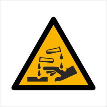Znak ostrzeżenie przed substancjami żrącymi na płycie PCV (W23) (ISO 7010)