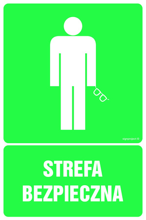 Znak Strefa bezpieczna na Folii Samoprzylepnej (GI011)