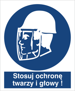 Znak stosuj ochronę twarzy i głowy na Folii Samoprzylepnej (425)