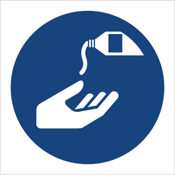 Znak nakaz stosowania kremu ochronnego na płycie PCV (M22) (ISO 7010)