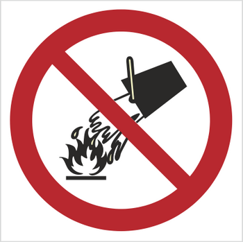 Znak zakaz gaszenia wodą (212)