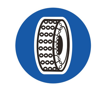 Znak nakazu METALOWY (C18) Nakaz używania łańcuchów przeciwpoślizgowych