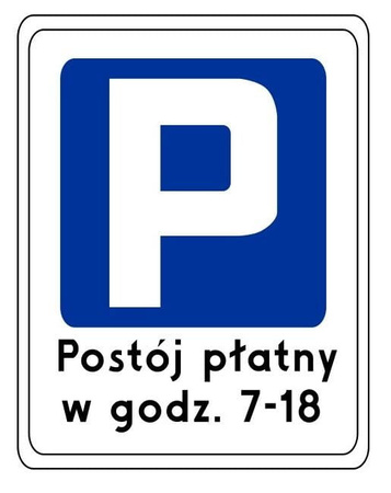 Znak informacyjny METALOWY Strefa parkowania - postój płatny (D44)