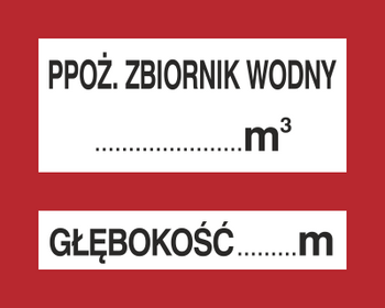 Znak Ppoż. zbiornik wodny .. Głębokość ..m  na płycie PCV (231-27)