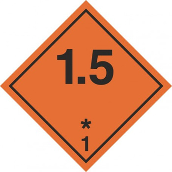 Znak Materiały i przedmioty wybuchowe. Podklasa 1.5 na Folii Samoprzylepnej (MB103)