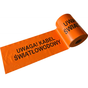 Taśma ostrzegawcza UWAGA KABEL ŚWIATŁOWODOWY 200mm/100m