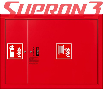 Hydrant wewnętrzny z wężem płaskoskładanym 52/20 z miejscem na gaśnice obok zwijadła