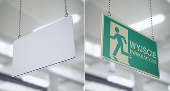 Wyjście ewakuacyjne lewe (podwieszany) (E100-P)