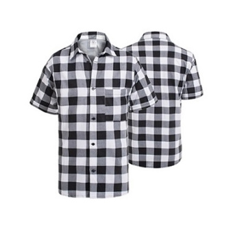 Koszule męskie robocze z krótkim rękawem biało-czarna