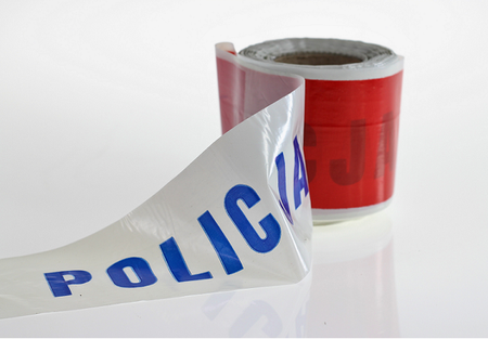Taśma ostrzegawcza POLICJA biało-czerwona 80mm/100m