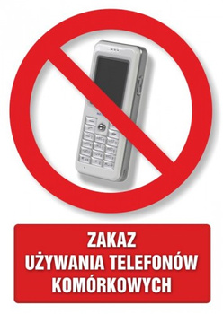Znak zakaz używania telefonów komórkowych (PC100)