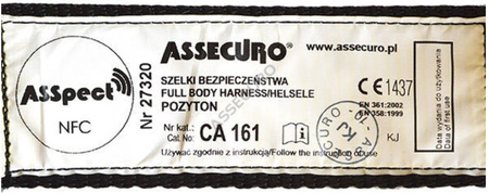 Szelki bezpieczeństwa z zatrzaśnikiem POZYTON QUICK NFC (+ŁĄCZNIK) - CA161Q - ASSECURO 
