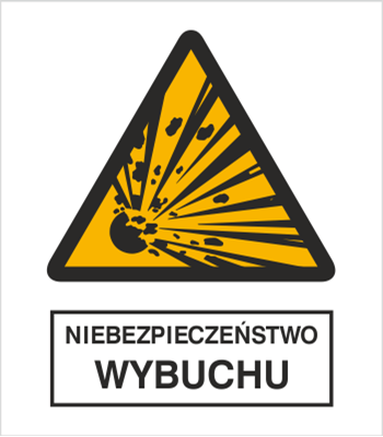 Znak niebezpieczeństwo wybuchu na Folii Świecącej (216-03)