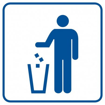 Znak kosz na odpadki na płycie PCV (RA047)
