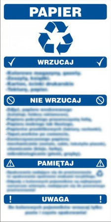 Znak Instrukcja segregacji odpadów- papier (PA085)