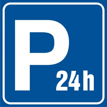 Znak Parking strzeżony-czynny całą dobę (RA118)