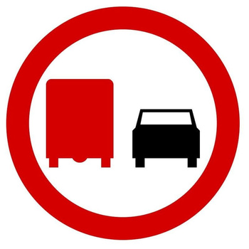 Znak zakazu METALOWY (B26) Zakaz wyprzedzania przez samochody ciężarowe