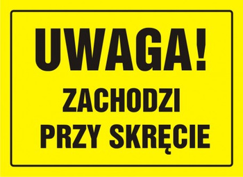 Znak Uwaga! Zachodzi przy skręcie na płycie HIPS (OA047)