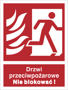 Znak drzwi przeciwpożarowe. nie blokować (w prawo) na płycie PCV (217-40)