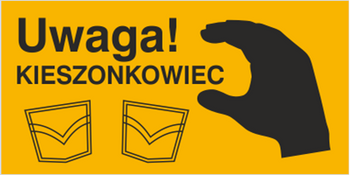 Znak uwaga kieszonkowiec na płycie HIPS (851-07)