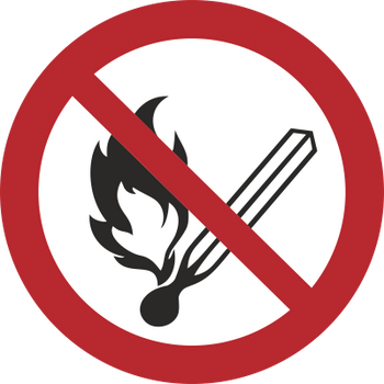 Znak okrągły - zakaz używania otwartego ognia i palenia tytoniu (210-08)