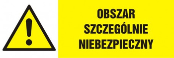 Znak Obszar szczególnie niebezpieczny na Folii Samoprzylepnej (NA003)