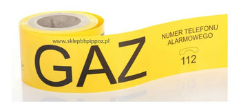 Taśma ostrzegawcza gaz 200mm/100m