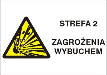 Znak strefa 2 zagrożenia wybuchem na płycie PCV (870-24)