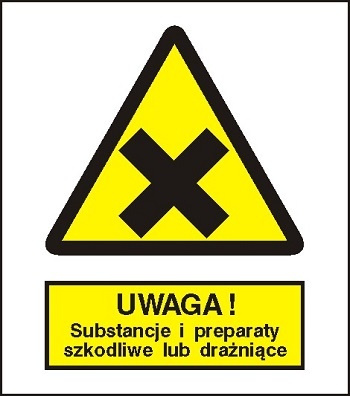 Znak uwaga substancje i preparaty szkodliwe lub drażniące na Folii Samoprzylepnej (318-02)