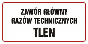 Znak Zawór główny gazów technicznych- tlen na Płycie PCV (ND015)