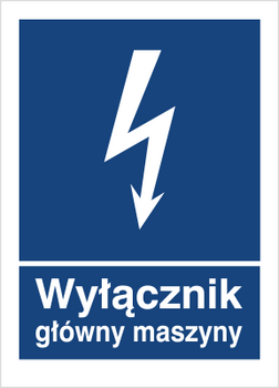 Znak główny wyłącznik maszyny na płycie PCV (530-21)