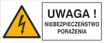 Znak Uwaga niebezpieczeństwo porażenia na płycie PCV (330-21b)