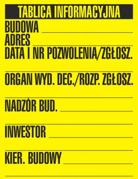 Tablica Budowlana Informacyjna na płycie HIPS (OA098)