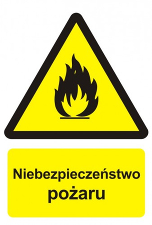 Znak niebezpieczeństwo pożaru- materiały łatwopalne na Folii Samoprzylepnej (BC001)