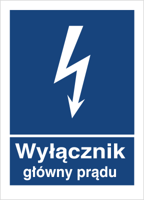 Znak wyłącznik główny prądu na Folii Samoprzylepnej (530-29)
