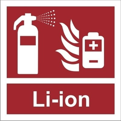 Znak gaśnica Li-ion na płycie świecącej (202-12)