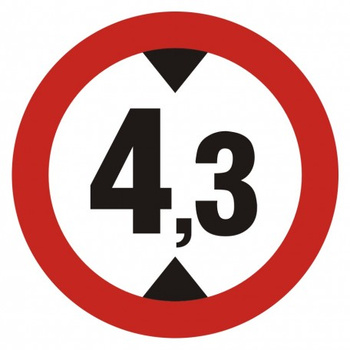 Znak Zakaz wjazdu pojazdów o wysokości ponad...m na Folii Samoprzylepnej (SA007)