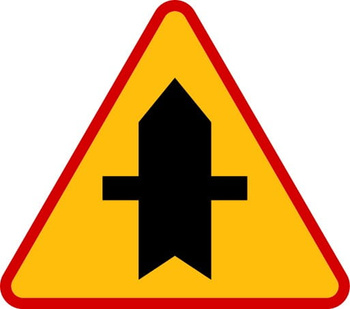Znak ostrzegawczy METALOWY Skrzyżowanie z drogą podporządkowaną występującą po obu stronach drogi (A6a)