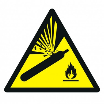 Znak ostrzeżenie przed butlami pod ciśnieniem na Folii Samoprzylepnej (GDW029)