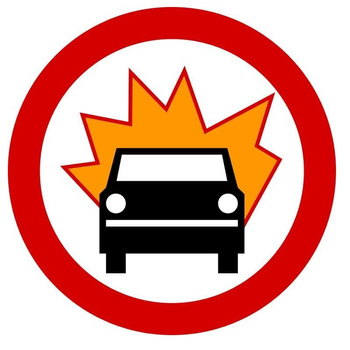 Znak zakazu METALOWY (B13) Zakaz wjazdu pojazdów z materiałami wybuchowymi lub łatwo zapalnymi