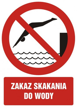 Znak zakaz skakania do wody na Folii Samoprzylepnej (GC040)