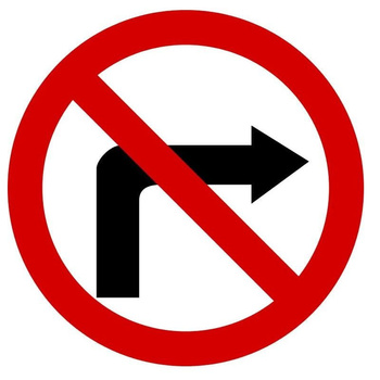 Znak zakazu METALOWY (B22) Zakaz skręcania w prawo