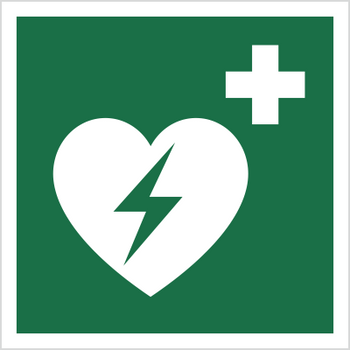 Znak Defibrylator AED (E10) (ISO 7010) Techem