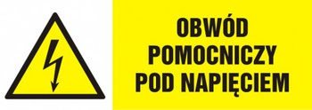 Znak Obwód pomocniczy pod napięciem na płycie PCV (HB010)